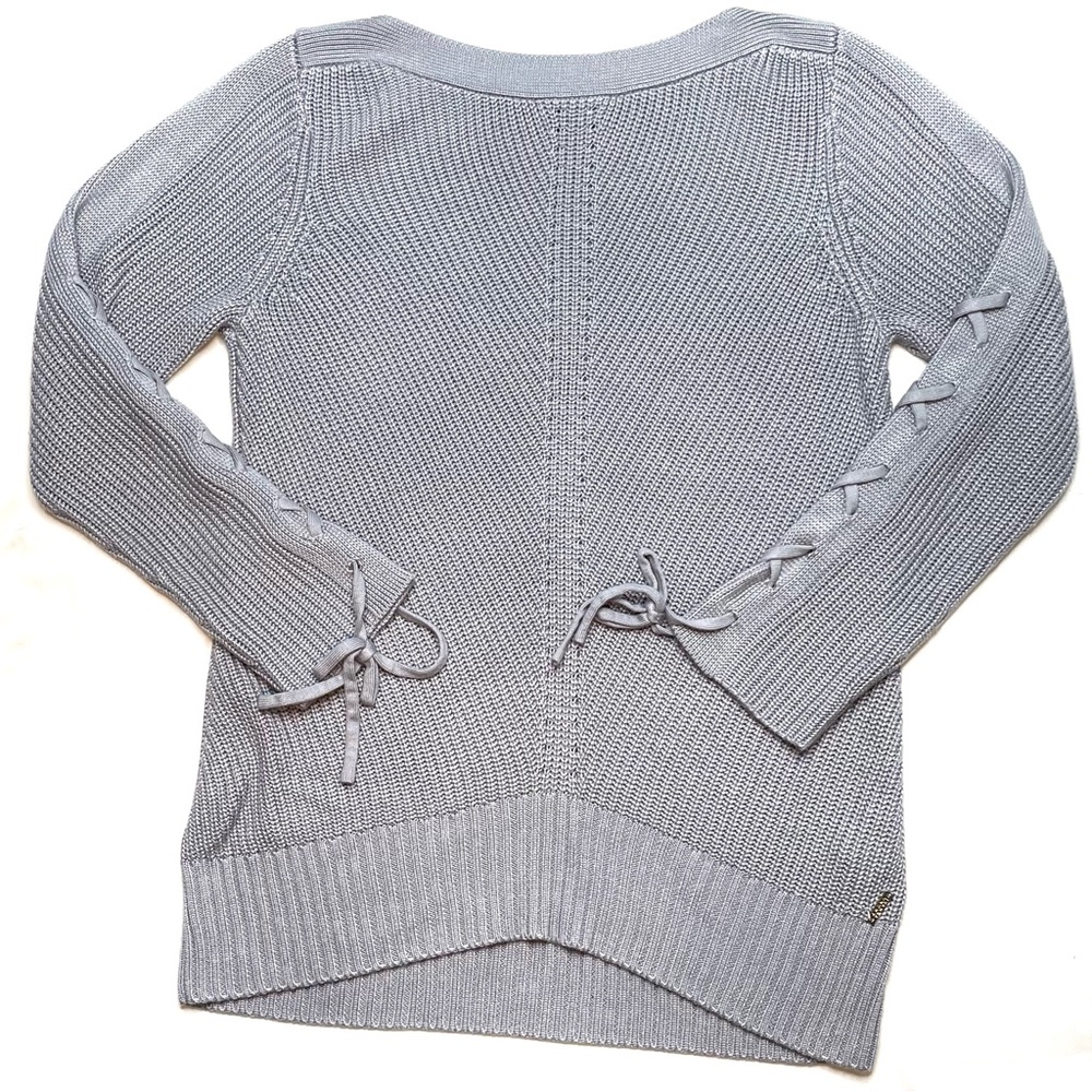 Ivanka Trump | Blue Sweater with Detail-Tied Sleeves
